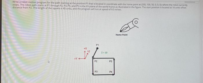 Solved Write a robot motion program for the path starting at | Chegg.com