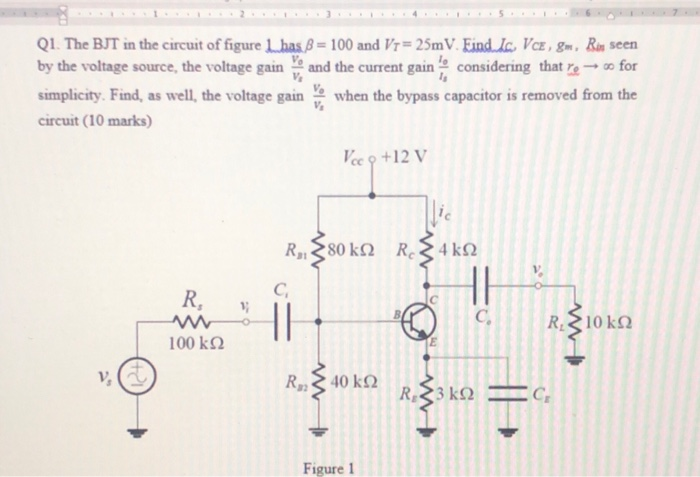 Solved Q1. The BJT in the circuit of figure has 8 = 100 and | Chegg.com