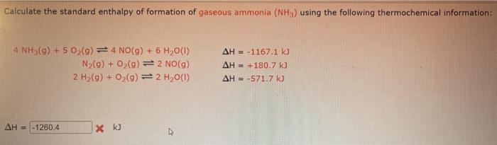 Solved Calculate The Standard Enthalpy Of Formation Of | Chegg.com