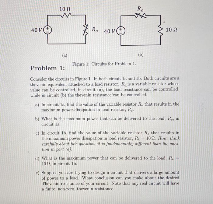 Solved (a) (b) Problem 1: Figure 1: Circuits For Problem 1. | Chegg.com