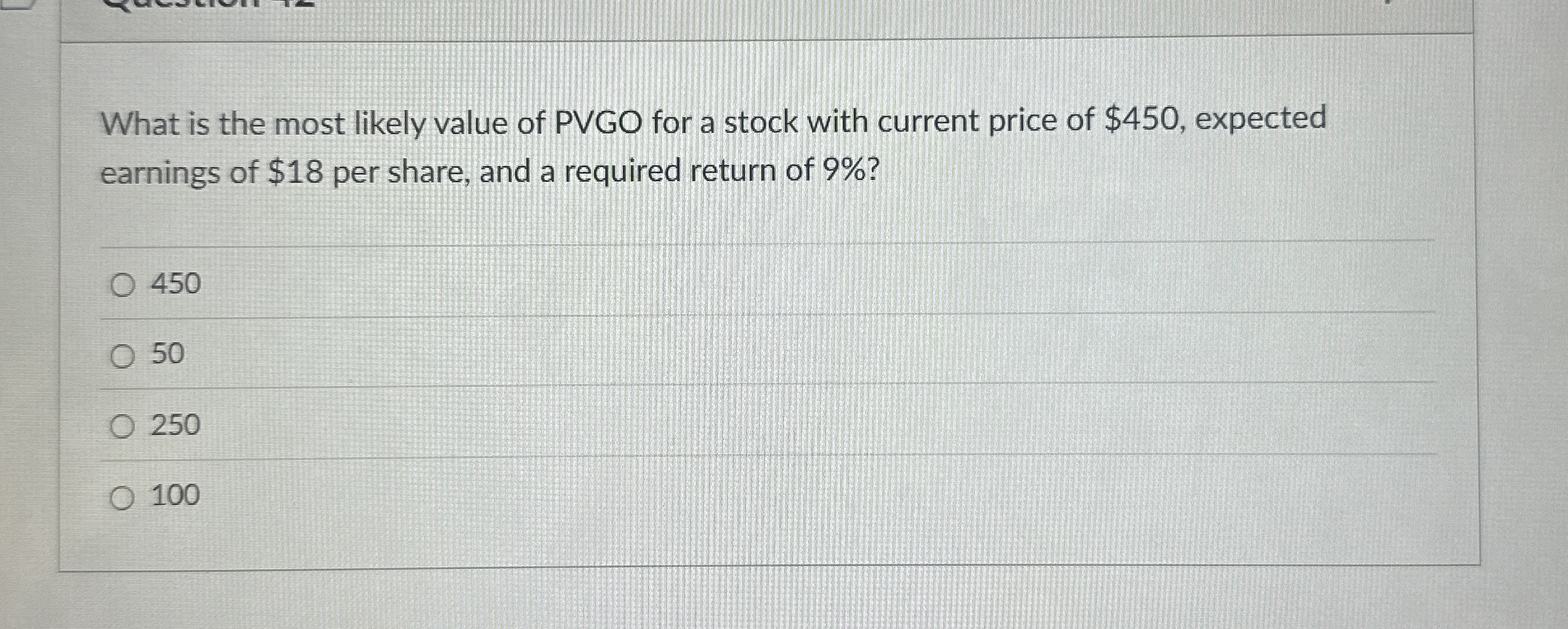 Solved What is the most likely value of PVGO for a stock | Chegg.com