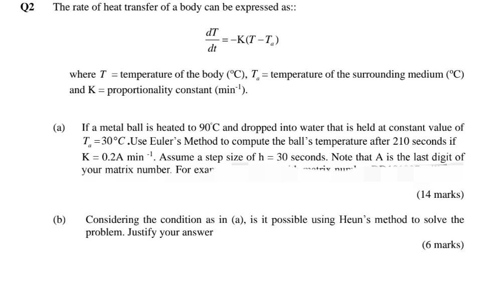 Solved Q2 The rate of heat transfer of a body can be | Chegg.com