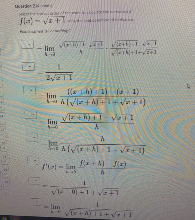 Solved Question 2 (4 points) Select the correct order of the | Chegg.com