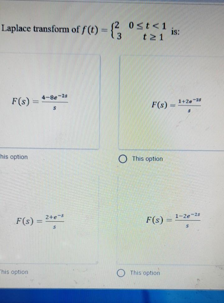 Solved Laplace transform of f(0) 0 | Chegg.com