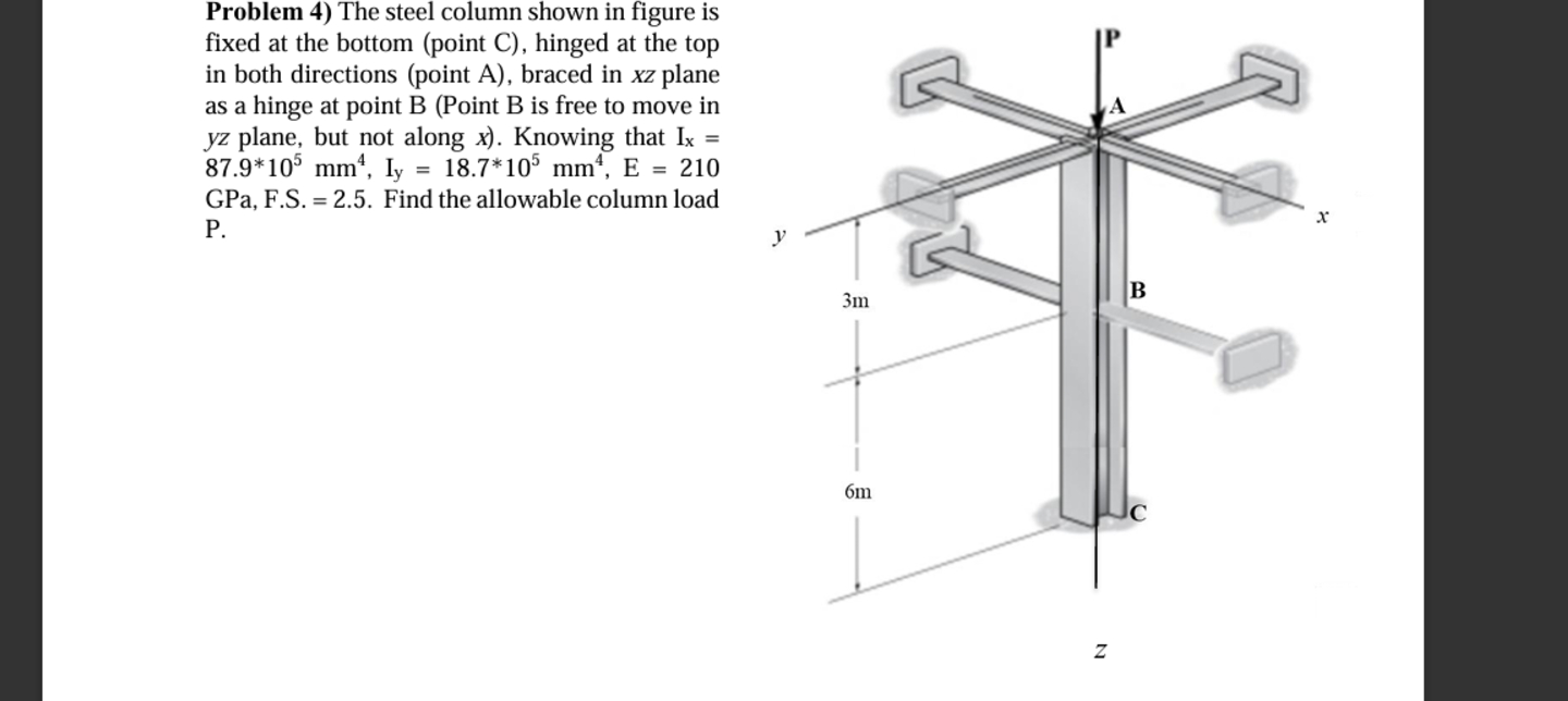 Solved Problem 4) The steel column shown in figure is fixed | Chegg.com
