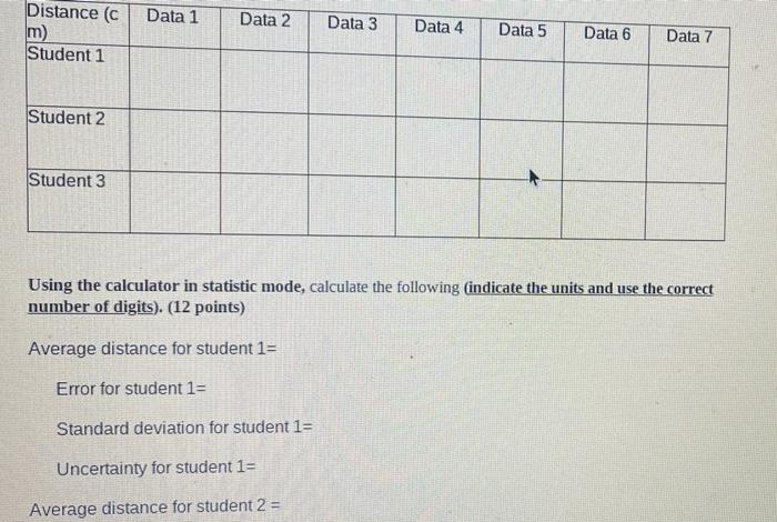 Solved the 3 bullseye pictures is what you use for the data | Chegg.com