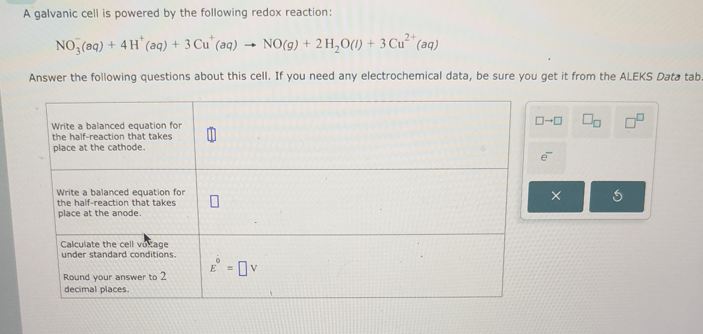 Solved A galvanic cell is powered by the following redox | Chegg.com