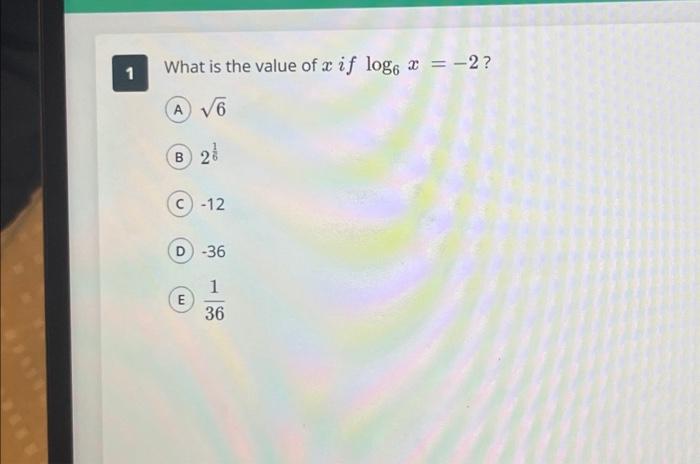 what is the value of log 6 1 36