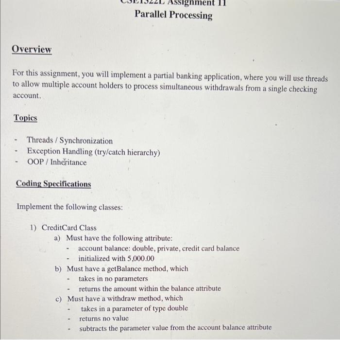 Solved 11 Assigni Parallel Processing Overview For this | Chegg.com