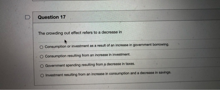 Solved Question 17 The Crowding Out Effect Refers To A | Chegg.com