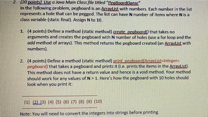 Solved 2. (20 points). Use a Java Main Class file titled | Chegg.com