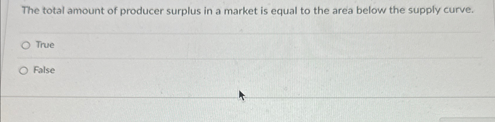 Solved The total amount of producer surplus in a market is | Chegg.com