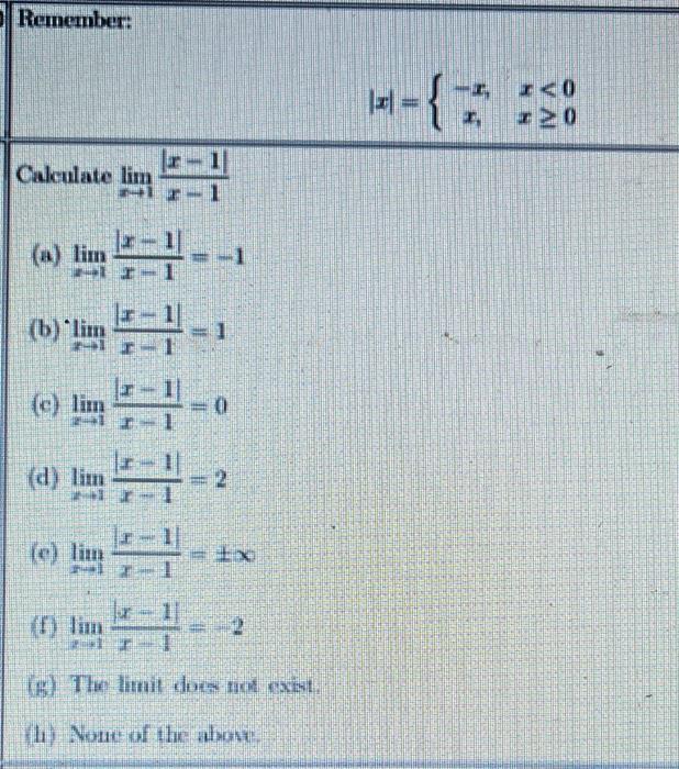 Solved Rernember ∣x∣ {−x X X