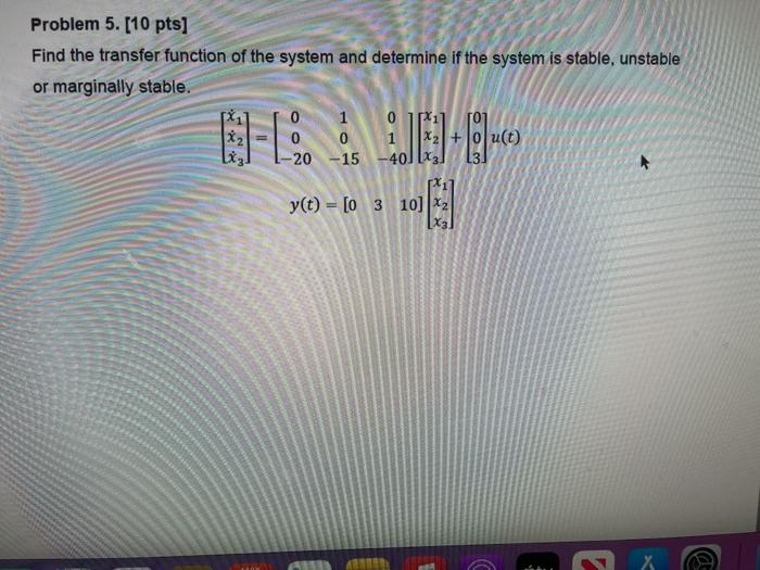 Solved Problem 5. [10 pts] Find the transfer function of the | Chegg.com