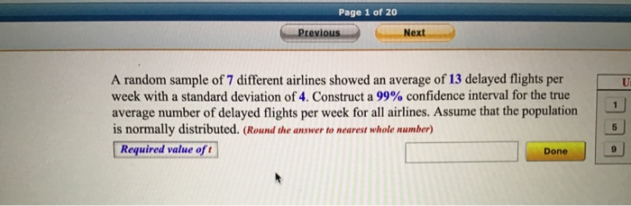 Solved Page 1 of 20 Previous Next A random sample of 7 | Chegg.com