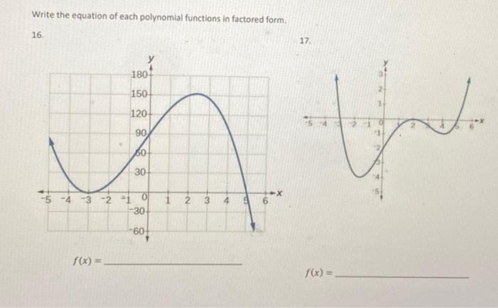 Solved Write the equation of each polynomial functions in | Chegg.com