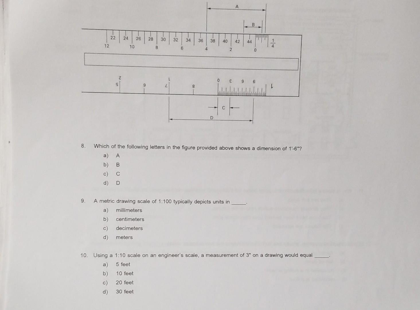 Solved 8. Which of the following letters in the figure | Chegg.com