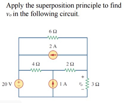 Solved Apply the superposition principle to find Vo in the | Chegg.com