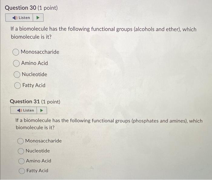 Solved If a biomolecule has the following functional groups