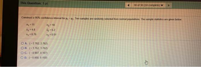 Solved This Question: 1 pt 30 of 30 (24 complete) Construct | Chegg.com