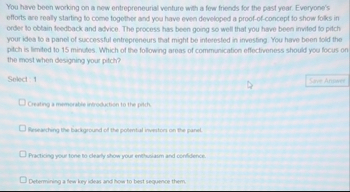 Solved You have been working on a new entrepreneurial | Chegg.com