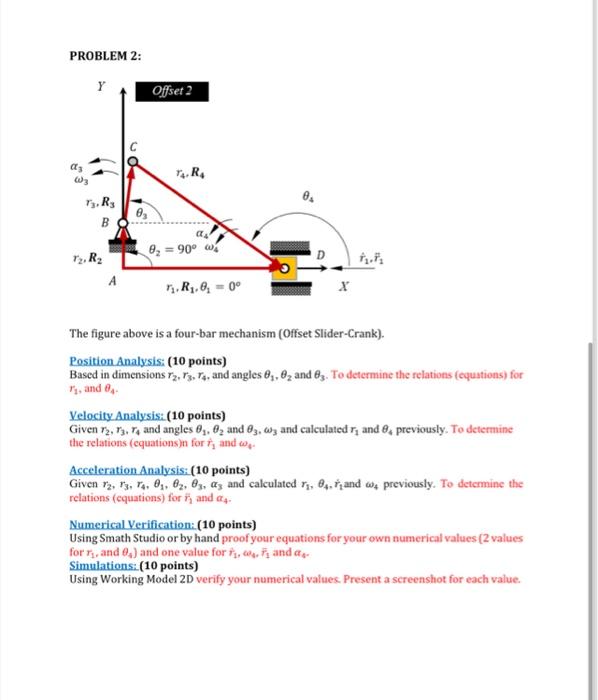 Solved PROBLEM 2: The figure above is a four-bar mechanism | Chegg.com