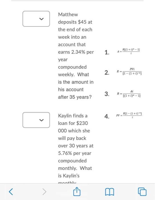 Solved Question 1 4 Points Match The Annuity Question On Chegg Com