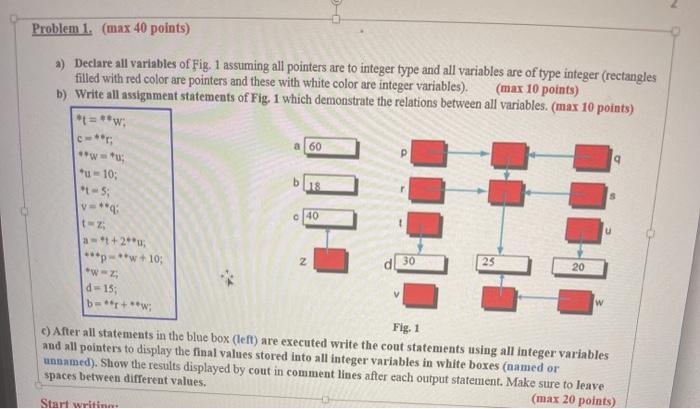 Solved Problem 1. (max 40 points) a) Declare all variables | Chegg.com