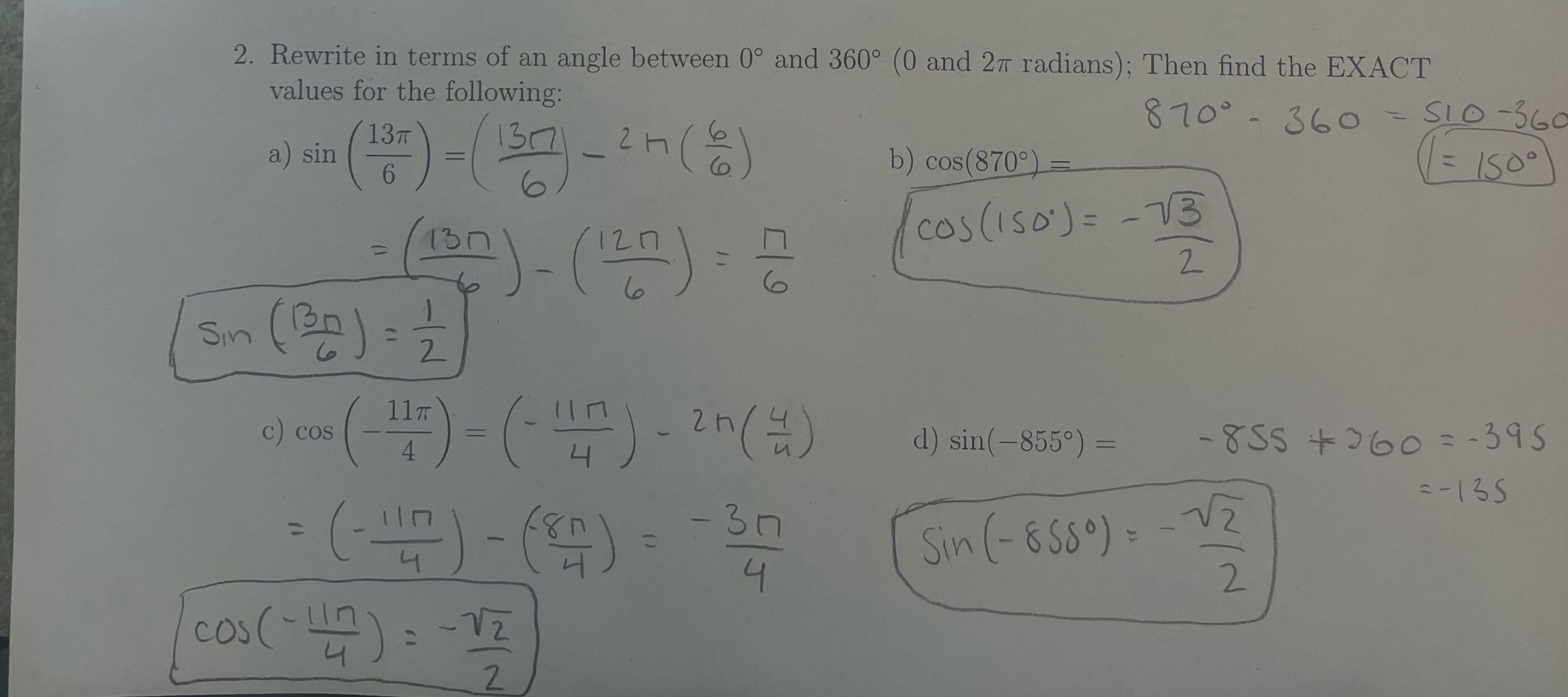 Solved Rewrite in terms of an angle between 0° ﻿and 360° ( 0 | Chegg.com
