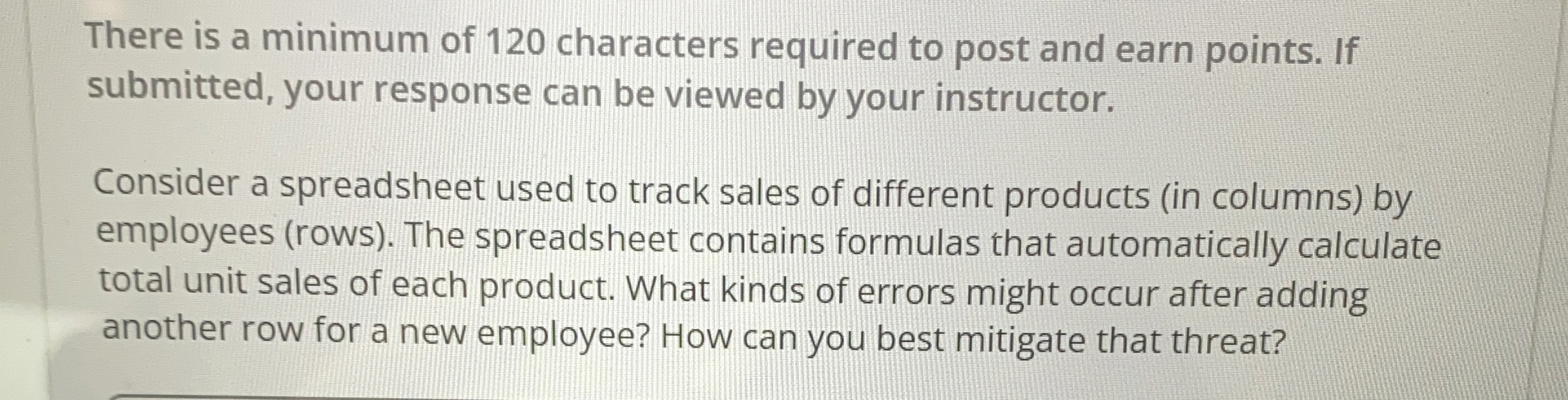Solved There is a minimum of 120 ﻿characters required to | Chegg.com