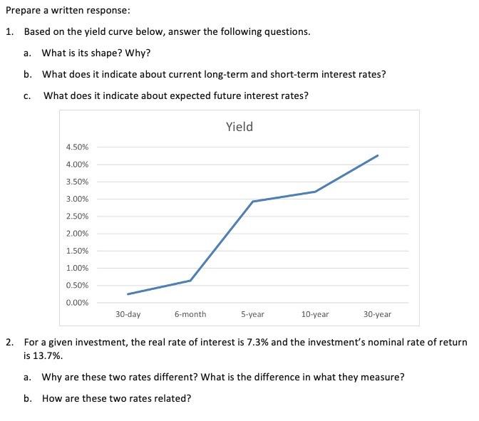 Solved Prepare a written response: 1. Based on the yield | Chegg.com