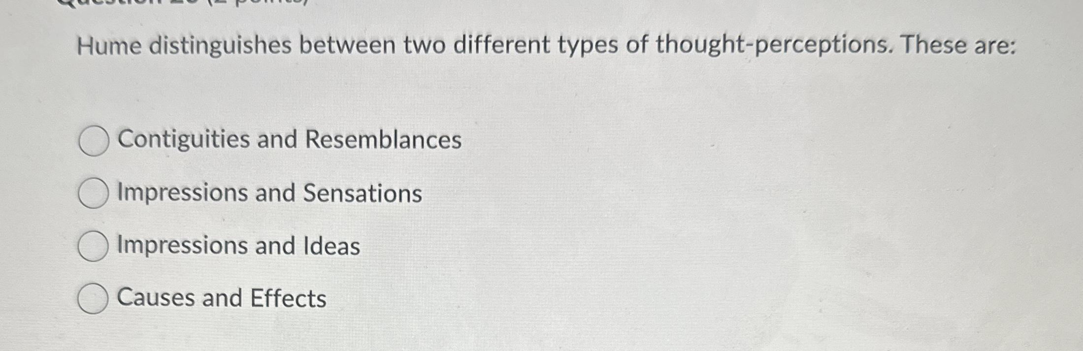 Solved Hume distinguishes between two different types of | Chegg.com