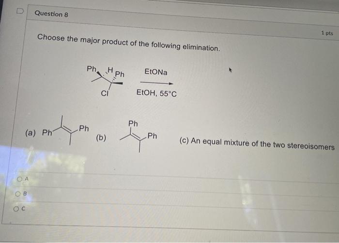 Solved What is the major product of the elimiation below? | Chegg.com