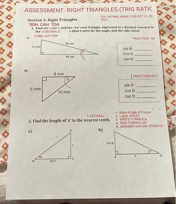 Solved 3. Use inverse trig ratios to find the measure of | Chegg.com