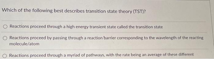 Solved Which of the following best describes transition | Chegg.com