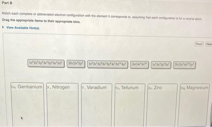 Solved Part B Match each complete or abbreviated electron | Chegg.com