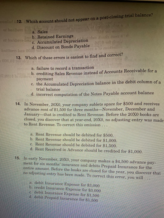 Which Account Should Not Appear On A Post Closing Trial Balance