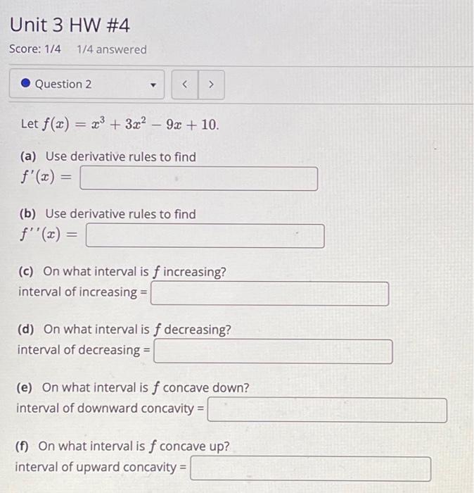 Solved Let F X X3 3x2−9x 10 A Use Derivative Rules To