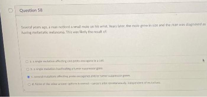 Solved Question 60 Amalignant cancer differs from a benign | Chegg.com