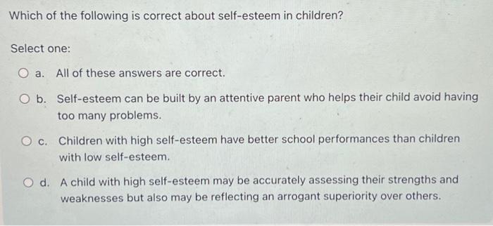 children with high self esteem