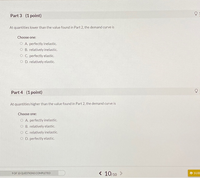 Solved See page 278 10 Question (4 points) Given a demand | Chegg.com