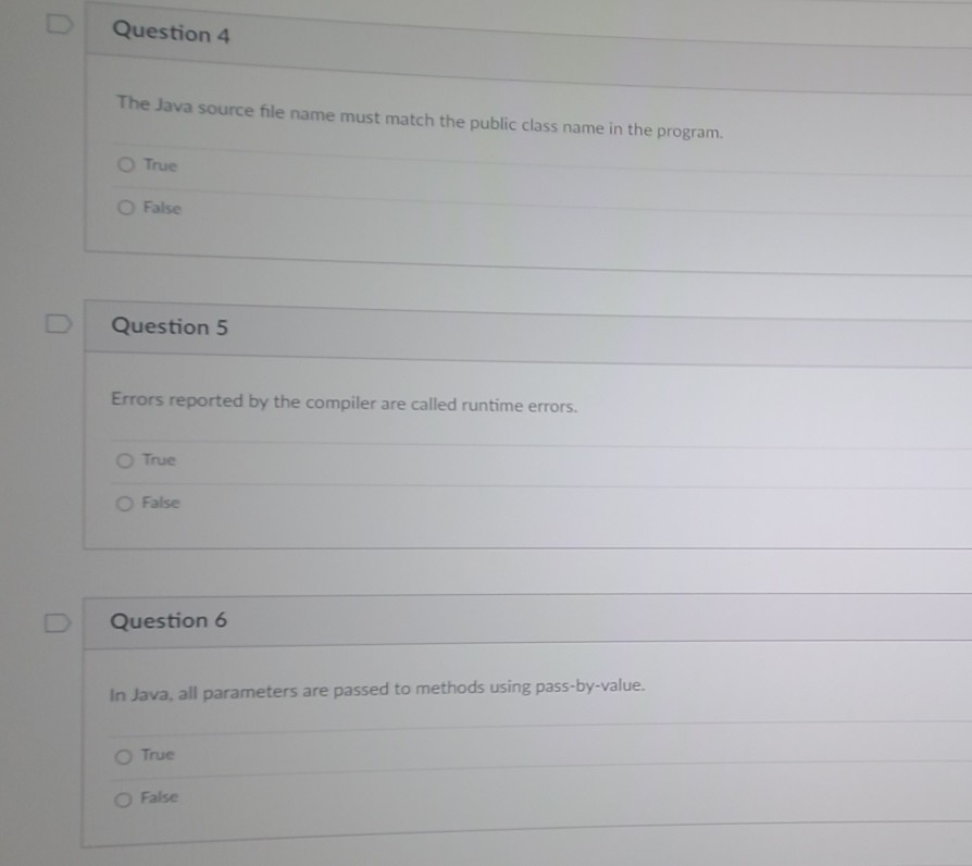 Solved Question 4 The Java source file name must match the | Chegg.com