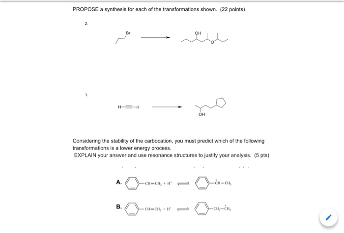 Solved PROPOSE a synthesis for each of the transformations | Chegg.com