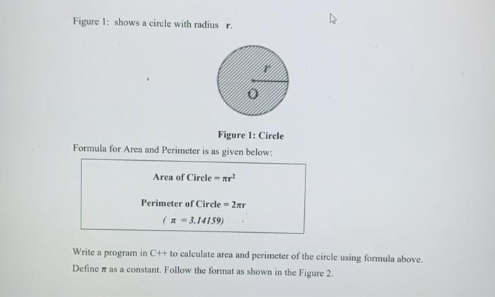 Solved Figure 1: shows a circle with radius r. Figure 1: | Chegg.com