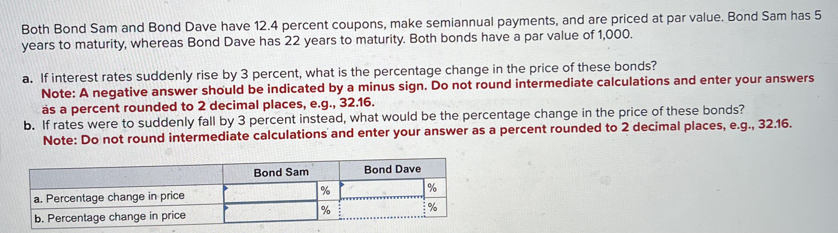 Solved Both Bond Sam and Bond Dave have 12.4 ﻿percent | Chegg.com