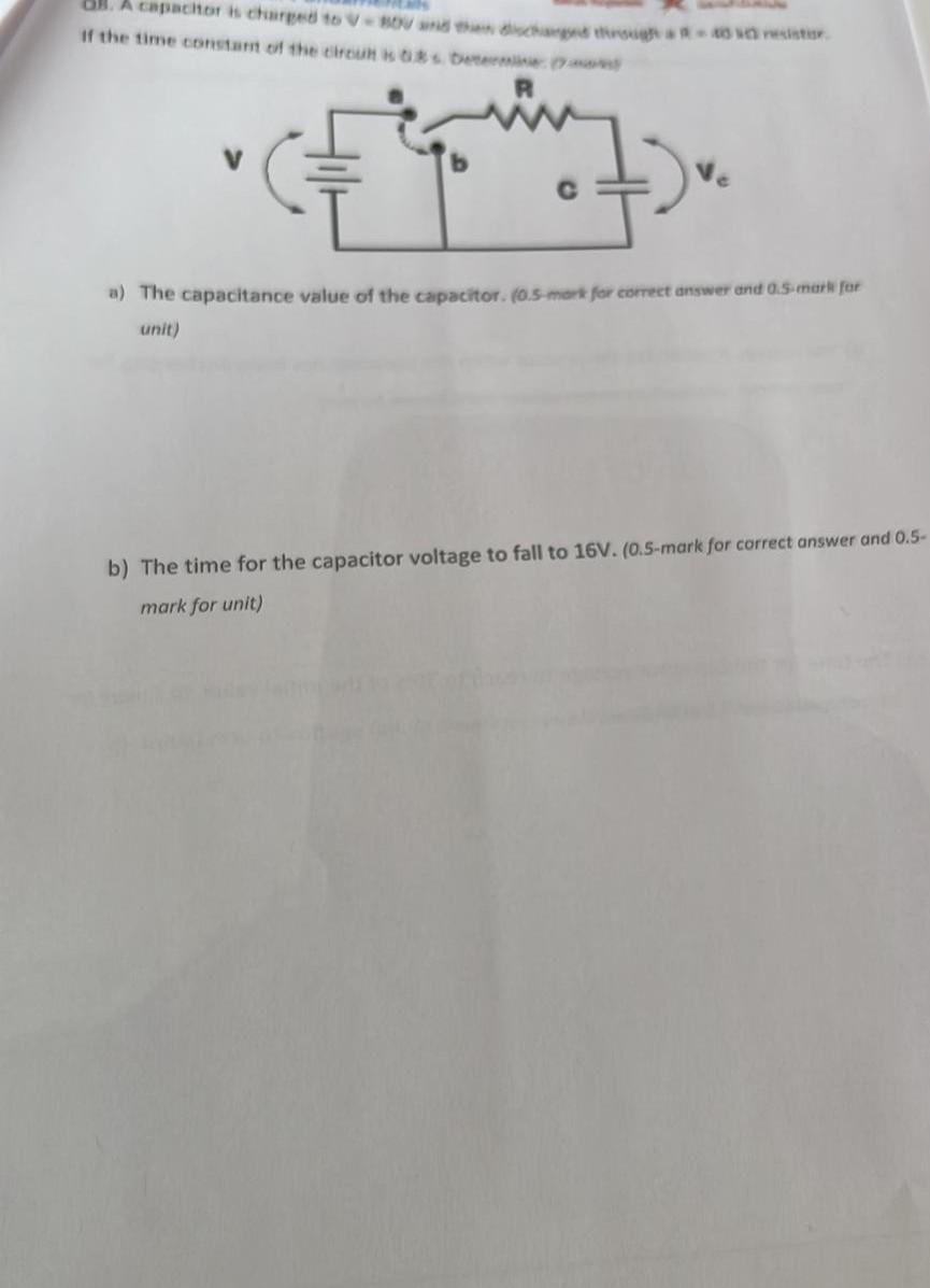 Solved A) The Capacitance Value Of The Capacitor. 0.5-mok | Chegg.com