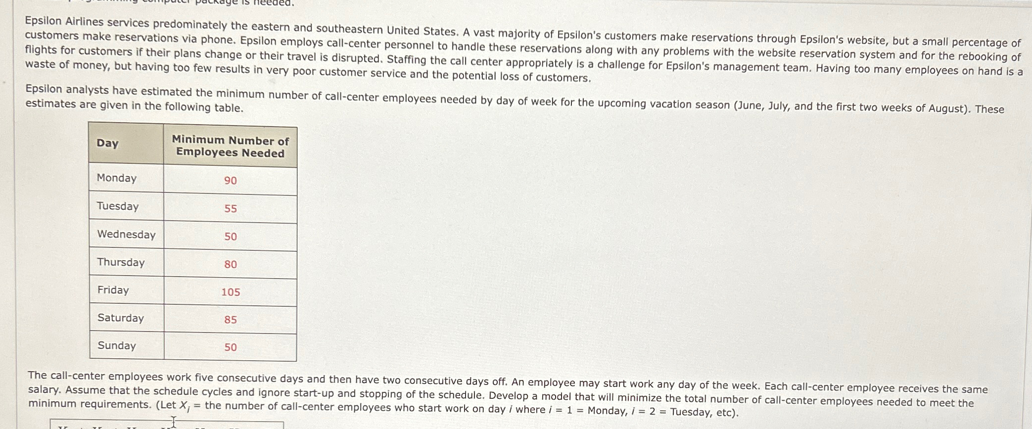 Solved Epsilon Airlines services predominately the eastern | Chegg.com