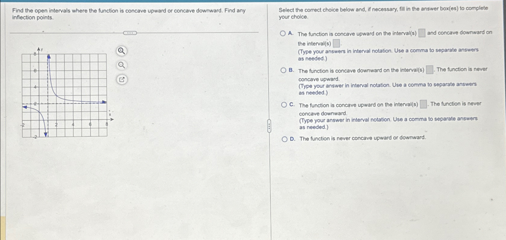 Solved Find the open intervals where the function is concave | Chegg.com