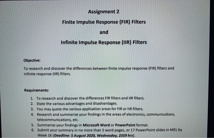 Solved Assignment 2 Finite Impulse Response (FIR) Filters | Chegg.com