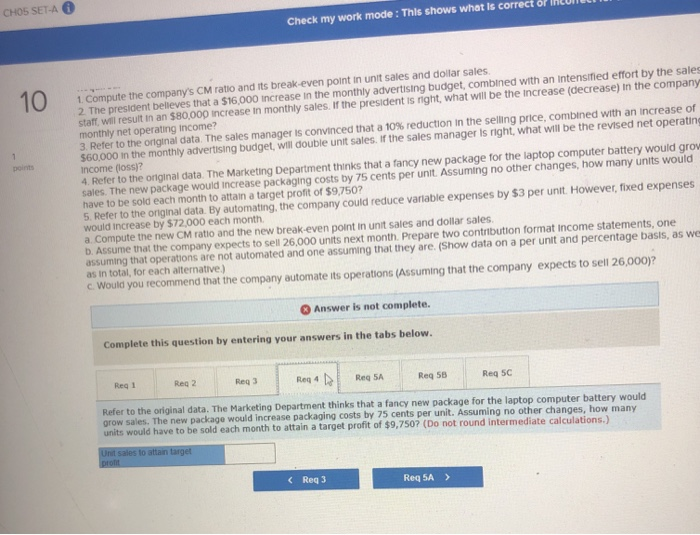 Solved Chos Set A Check My Work Mode This Shows What Is